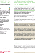 Cover page: Lyme disease ecology in a changing world: consensus, uncertainty and critical gaps for improving control