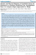Cover page: Genetic and Physical Mapping of Candidate Genes for Resistance to Fusarium oxysporum f.sp. tracheiphilum Race 3 in Cowpea [Vigna unguiculata (L.) Walp]