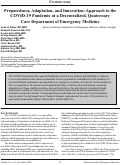 Cover page: Preparedness, Adaptation, and Innovation: Approach to the COVID-19 Pandemic at a Decentralized, Quaternary Care Department of Emergency Medicine