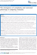 Cover page: The emergence of complexity and restricted pleiotropy in adapting networks