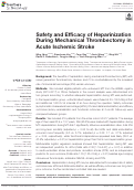 Cover page: Safety and Efficacy of Heparinization During Mechanical Thrombectomy in Acute Ischemic Stroke.