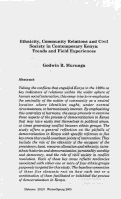 Cover page: Ethnicity, Community Relations and Civil Society in Contemporary Kenya: Trends and Field Experiences