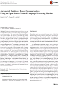 Cover page: Automated Radiology Report Summarization Using an Open-Source Natural Language Processing Pipeline