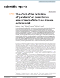 Cover page: The effect of the definition of pandemic on quantitative assessments of infectious disease outbreak risk.