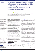 Cover page: Influence of tumor mutational burden, inflammatory gene expression profile, and PD-L1 expression on response to pembrolizumab in head and neck squamous cell carcinoma