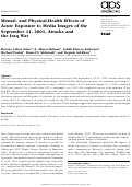 Cover page: Mental- and physical-health effects of acute exposure to media images of the September 11, 2001, attacks and the Iraq War.