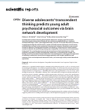 Cover page: Diverse adolescents transcendent thinking predicts young adult psychosocial outcomes via brain network development.