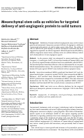 Cover page: Mesenchymal stem cells as vehicles for targeted delivery of anti-angiogenic protein to solid tumors