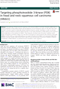 Cover page: Targeting phosphoinositide 3-kinase (PI3K) in head and neck squamous cell carcinoma (HNSCC)