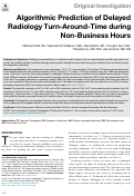 Cover page: Algorithmic Prediction of Delayed Radiology Turn-Around-Time during Non-Business Hours.