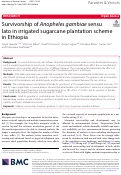 Cover page: Survivorship of Anopheles gambiae sensu lato in irrigated sugarcane plantation scheme in Ethiopia