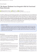 Cover page: The Human Thalamus Is an Integrative Hub for Functional Brain Networks