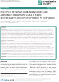 Cover page: Inference of human continental origin and admixture proportions using a highly discriminative ancestry informative 41-SNP panel