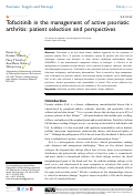 Cover page: Tofacitinib in the management of active psoriatic arthritis: patient selection and perspectives