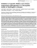 Cover page: Inhibition of specific HDACs and sirtuins suppresses pathogenesis in a Drosophila model of Huntington’s disease