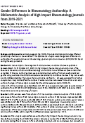 Cover page: Gender Differences in Rheumatology Authorship: A Bibliometric Analysis of High Impact Rheumatology Journals from 2019-2021