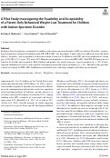 Cover page: A Pilot Study Investigating the Feasibility and Acceptability of a Parent-Only Behavioral Weight-Loss Treatment for Children with Autism Spectrum Disorder