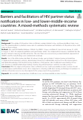 Cover page: Barriers and facilitators of HIV partner status notification in low- and lower-middle-income countries: A mixed-methods systematic review.