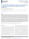 Cover page: Intercontinental insights into autism spectrum disorder: a synthesis of environmental influences and DNA methylation.