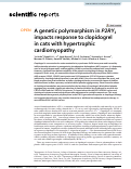 Cover page: A genetic polymorphism in P2RY1 impacts response to clopidogrel in cats with hypertrophic cardiomyopathy