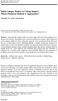 Cover page: Multi-Campus Studies of College Impact: Which Statistical Method is Appropriate?