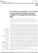 Cover page: Functional Connectivity of the Human Paraventricular Thalamic Nucleus: Insights From High Field Functional MRI