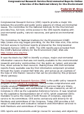 Cover page: Congressional Research Service Enviromental Reports Online: A Service of the National Library for the Environment