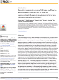 Cover page: Genetic responsiveness of African buffalo to environmental stressors: A role for epigenetics in balancing autosomal and sex chromosome interactions?