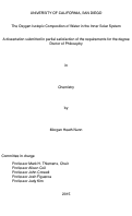 Cover page: The Oxygen Isotopic Composition of Water in the Inner Solar System