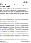 Cover page: Evidence for anaphase pulling forces during C. elegans meiosis