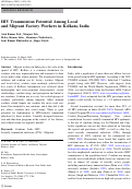 Cover page: HIV Transmission Potential Among Local and Migrant Factory Workers in Kolkata, India