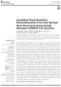 Cover page: Candidate Phyla Radiation Roizmanbacteria From Hot Springs Have Novel and Unexpectedly Abundant CRISPR-Cas Systems