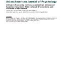 Cover page: Intrusive Parenting in Chinese American Immigrant Families: Relations With Cultural Orientations and Children’s Adjustment