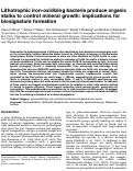 Cover page: Lithotrophic iron-oxidizing bacteria produce organic stalks to control mineral growth: implications for biosignature formation