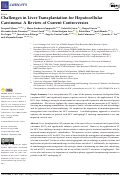 Cover page: Challenges in Liver Transplantation for Hepatocellular Carcinoma: A Review of Current Controversies.