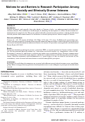 Cover page: Motives for and Barriers to Research Participation Among Racially and Ethnically Diverse Veterans.