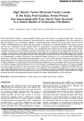 Cover page: High Serum Tumor Necrosis Factor Levels in the Early Post-Cardiac Arrest Period Are Associated with Poor Short-Term Survival in a Swine Model of Ventricular Fibrillation