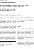 Cover page: Factors associated with preservation of facial nerve function after surgical resection of vestibular schwannoma