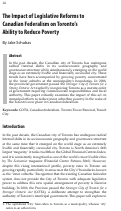 Cover page: The Impact of Legislative Reforms to Canadian Federalism on Toronto’s Ability to Reduce Poverty