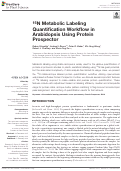 Cover page: 15N Metabolic Labeling Quantification Workflow in Arabidopsis Using Protein Prospector