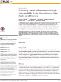 Cover page: PREVENTING LOSS OF INDEPENDENCE THROUGH EXERCISE (PLIE) FOR OLDER ADULTS WITH DEMENTIA