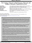 Cover page: The Evolution of Board-Certified Emergency Physicians and Staffing of Emergency Departments in Israel