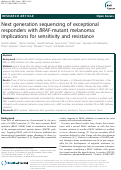 Cover page: Next generation sequencing of exceptional responders with BRAF-mutant melanoma: implications for sensitivity and resistance