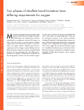 Cover page: Two phases of disulfide bond formation have differing requirements for oxygen