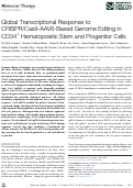 Cover page: Global Transcriptional Response to CRISPR/Cas9-AAV6-Based Genome Editing in CD34+ Hematopoietic Stem and Progenitor Cells.