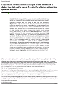 Cover page: A systematic review and meta-analysis of the benefits of a gluten-free diet and/or casein-free diet for children with autism spectrum disorder