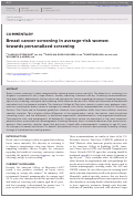 Cover page: Breast cancer screening in average-risk women: towards personalized screening.