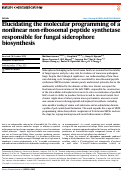 Cover page: Elucidating the molecular programming of a nonlinear non-ribosomal peptide synthetase responsible for fungal siderophore biosynthesis