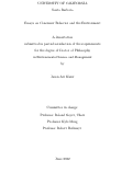 Cover page: Essays on Consumer Behavior and the Environment