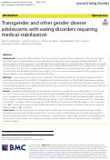 Cover page: Transgender and other gender diverse adolescents with eating disorders requiring medical stabilization